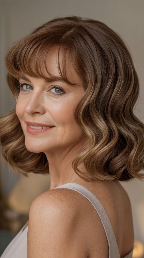 Curved Bangs with Wavy Lob