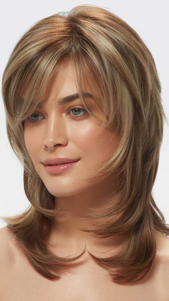  Face-Framing Layers with Baby Bangs