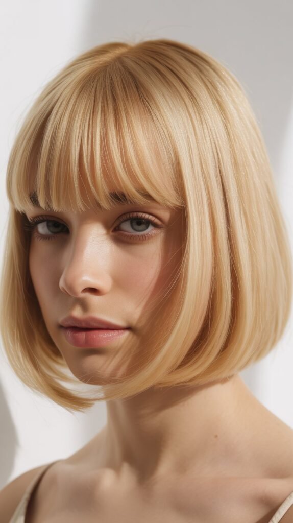 Baby Bangs with Butter Blonde Bob