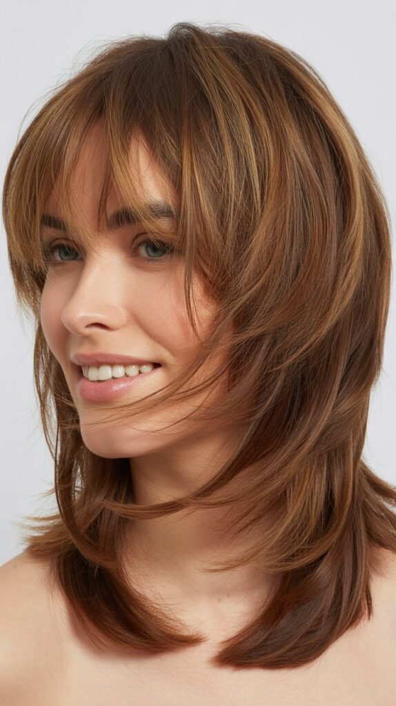 Medium Layered Hair With Piecey Bangs