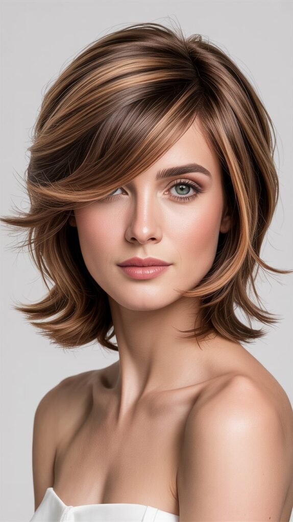 Tapered Layers With Swooping Bangs