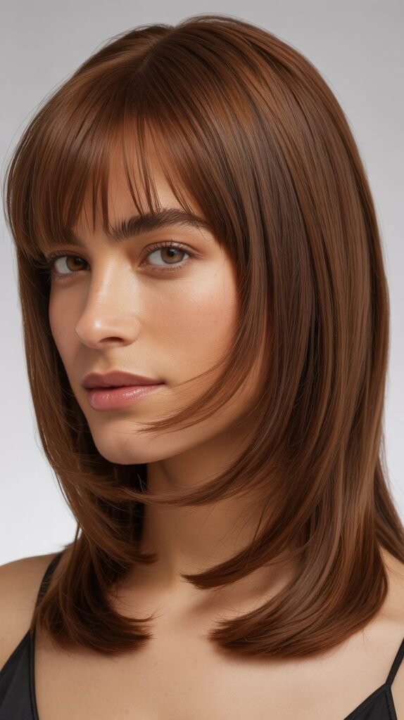 Midi-Length Cut with Choppy Micro Bangs