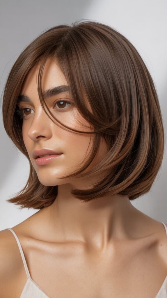 Layered Bob with Baby Bangs on Side