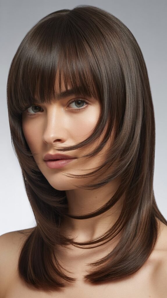 Straight-Across Bangs with Graduated Layers