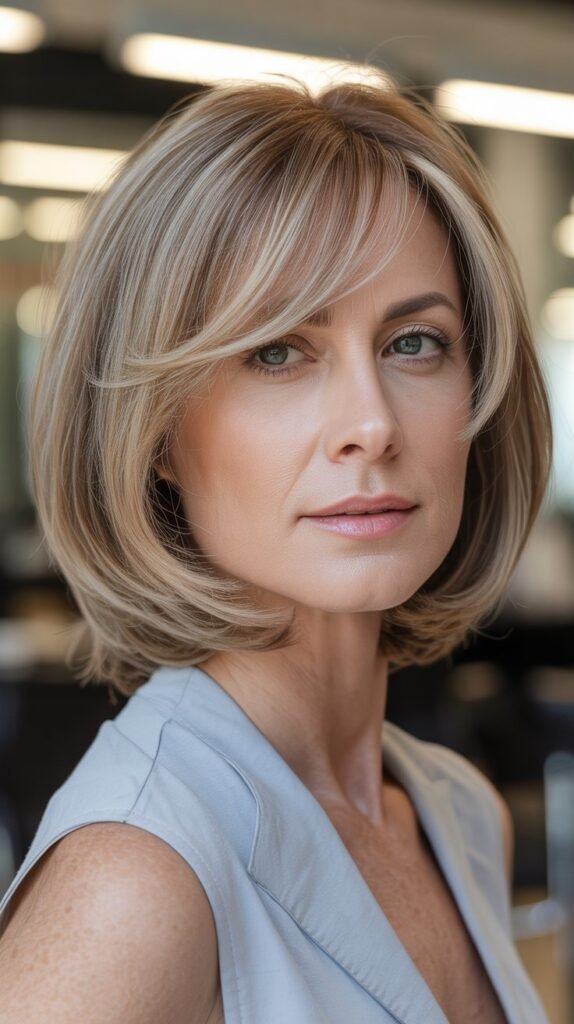 Layered Bob with Curtain Bangs