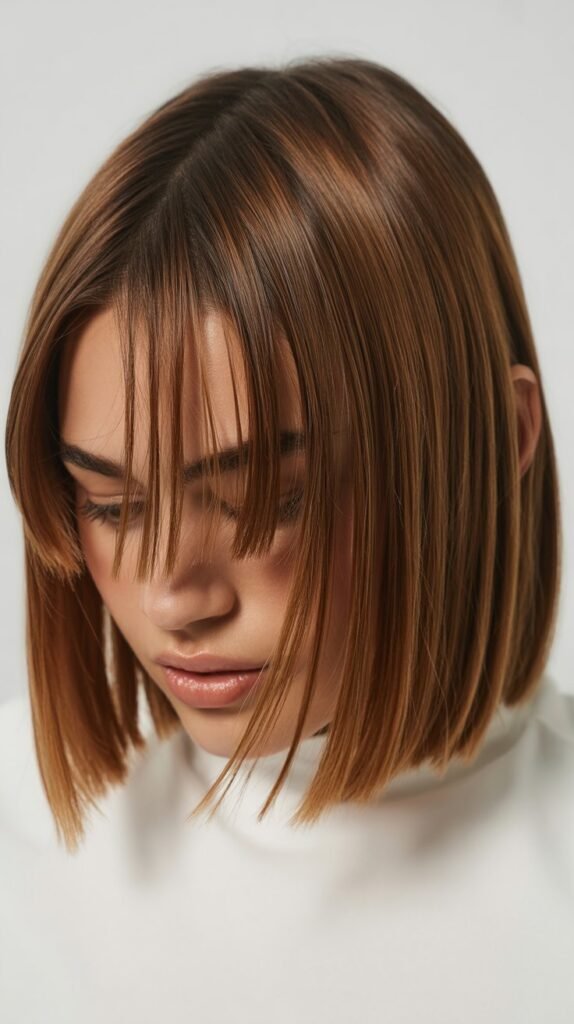 Blunt Lob with See-Through Bangs