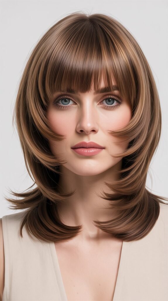 Staggered Layers With Statement Bangs