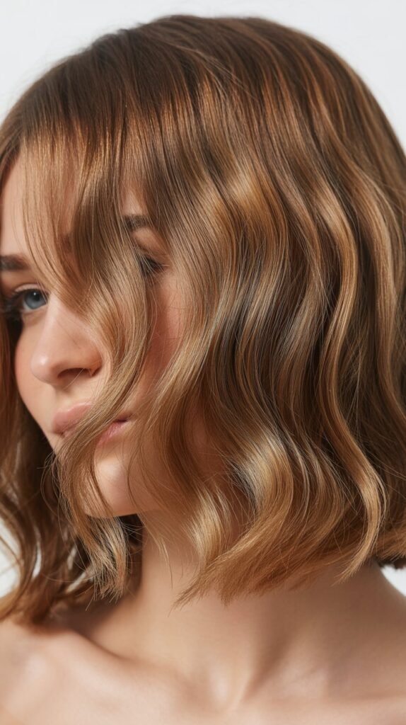 Wavy Lob with Side Bangs