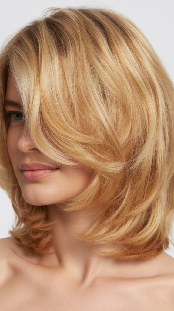 Soft Layered Butter Blonde Lob