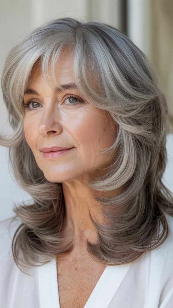Soft Layers with Side-Parted Bangs