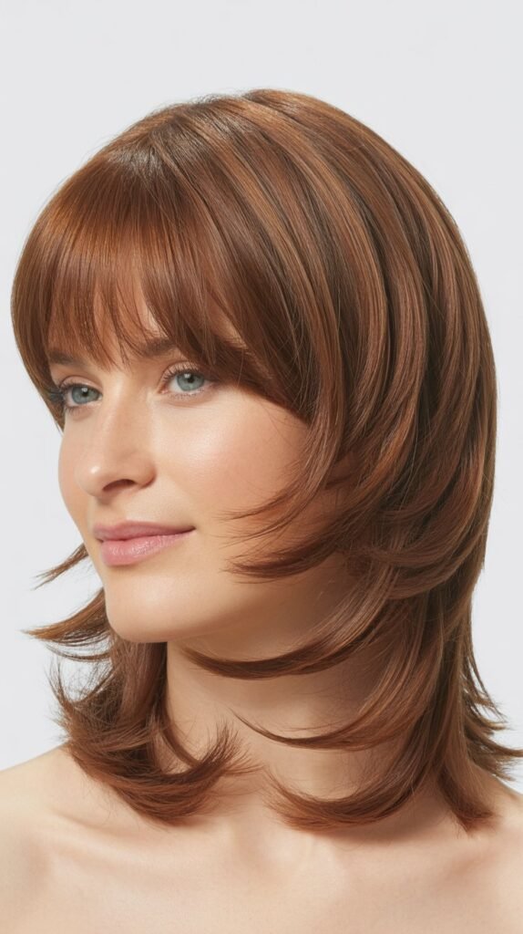 Rounded Bangs with Layered Ends