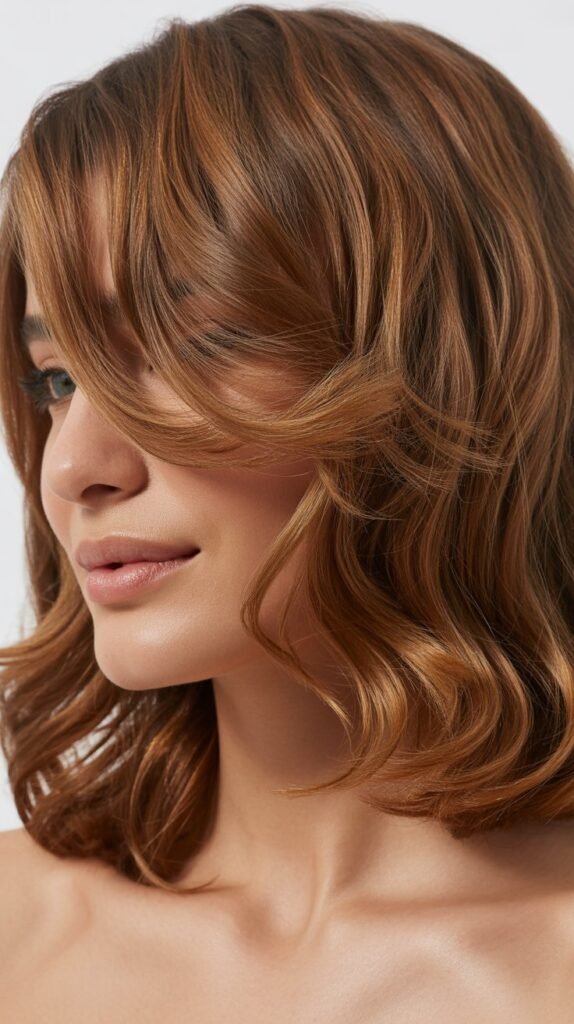 Swoopy Bangs with Tousled Lob