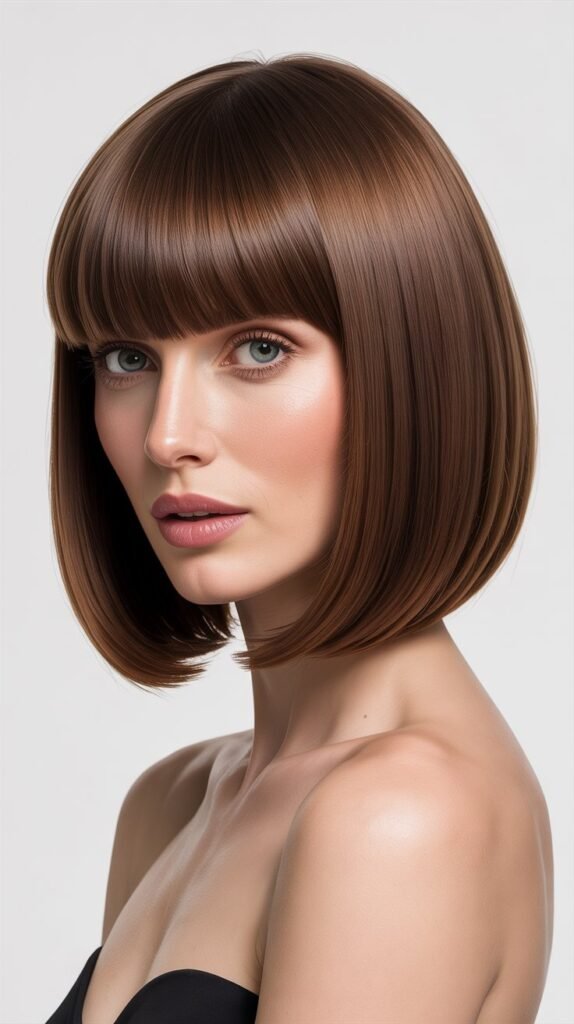 Blunt Lob with Long Bangs