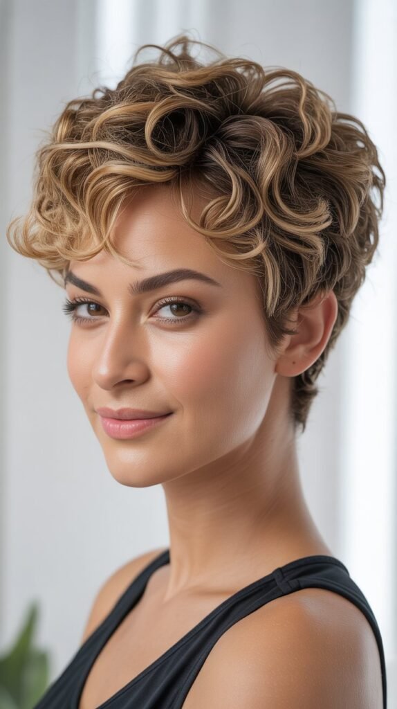 Curly Pixie for Fine Hair