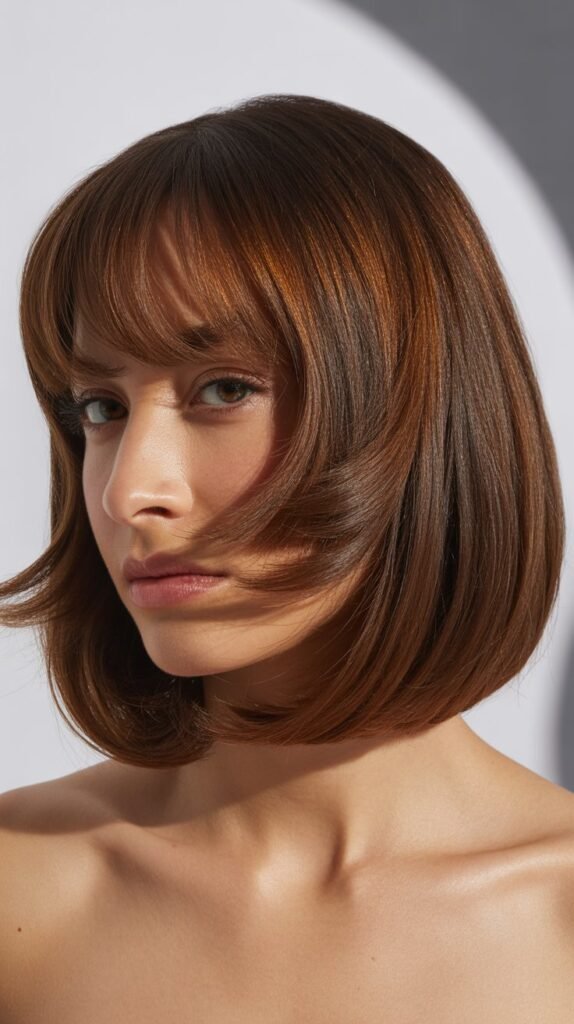 Rounded Lob with Rounded Bangs