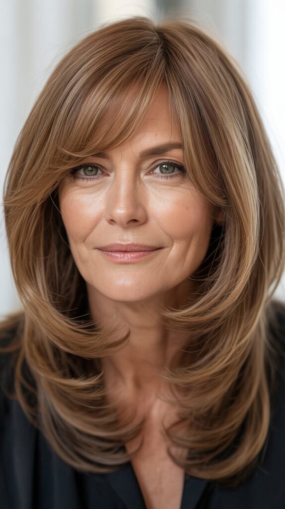 Long Layered with Curtain Bangs