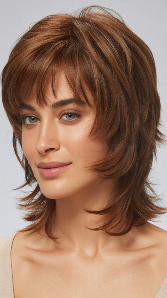 Textured Midi Cut with Choppy Bangs