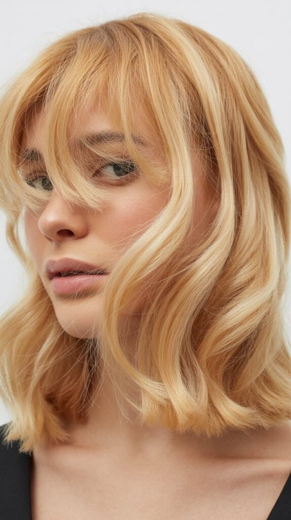 Wavy Lob with See-Through Bangs