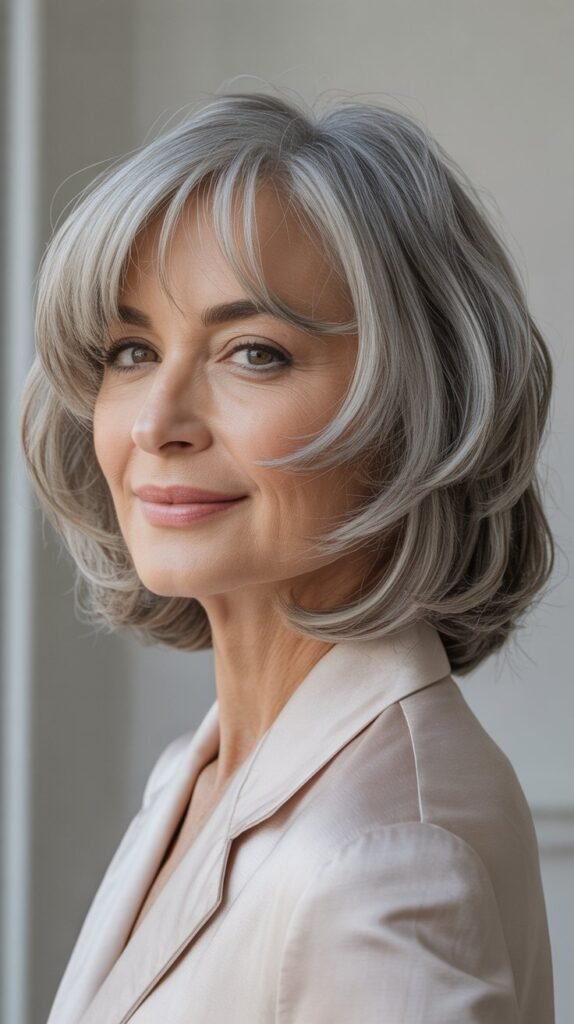 Textured Bob with Curtain Bangs