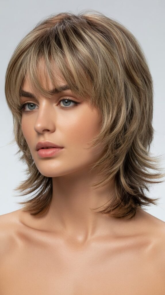 Shag with Brow-Skimming Bangs