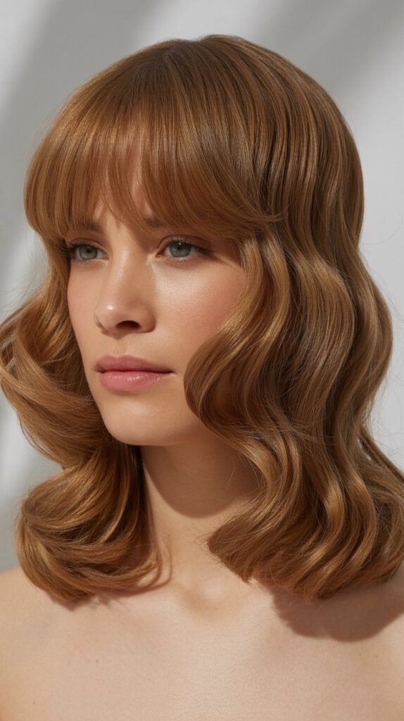 Curtain Bangs with Crimped Texture