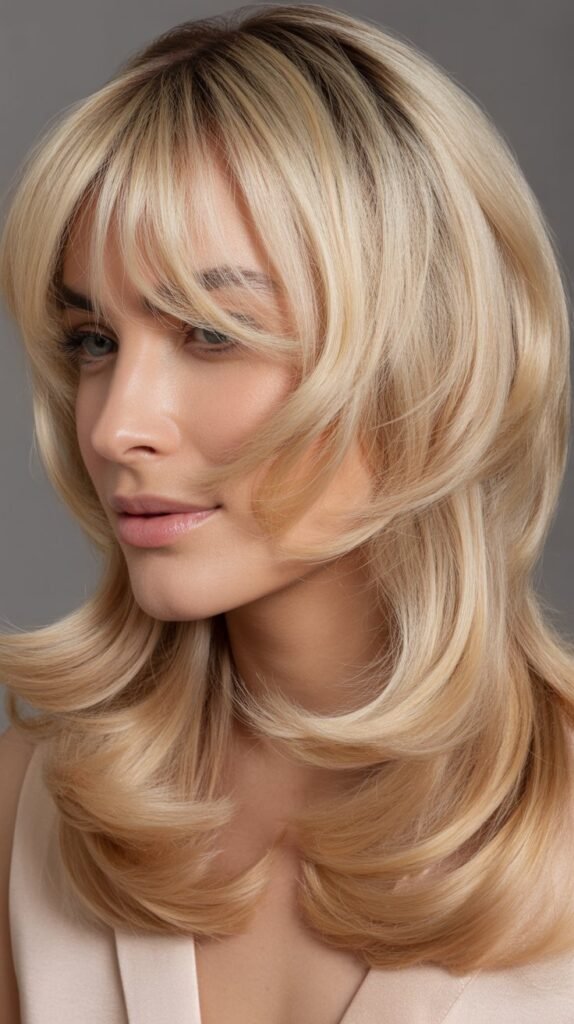 Textured Bangs with Vanilla Blonde Layers