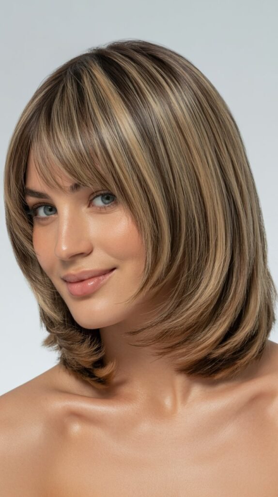 Layered Bob with Curtain Fringe