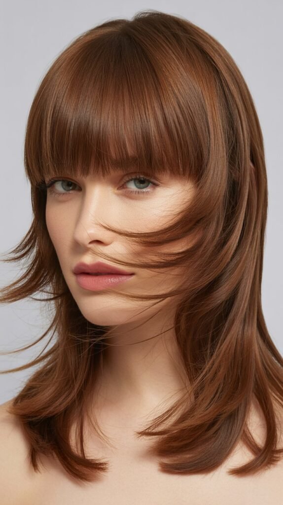 Blunt Bangs with Textured Ends