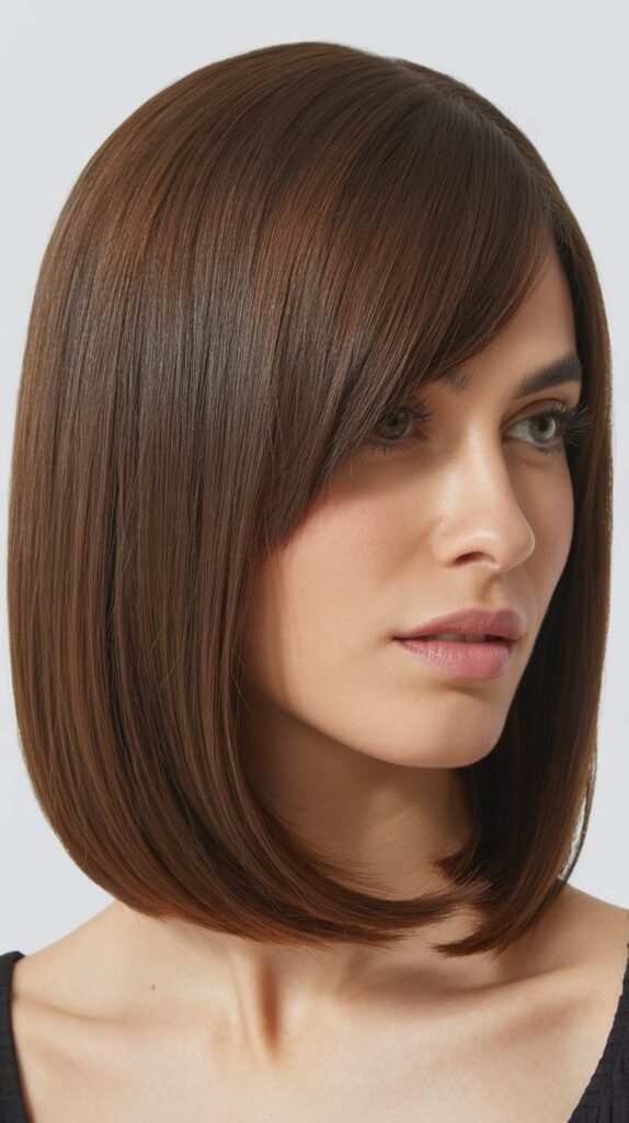 Medium Straight Bob With Side-Parted Bangs