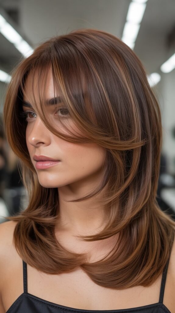Layered Lob with Side-Parted Bangs