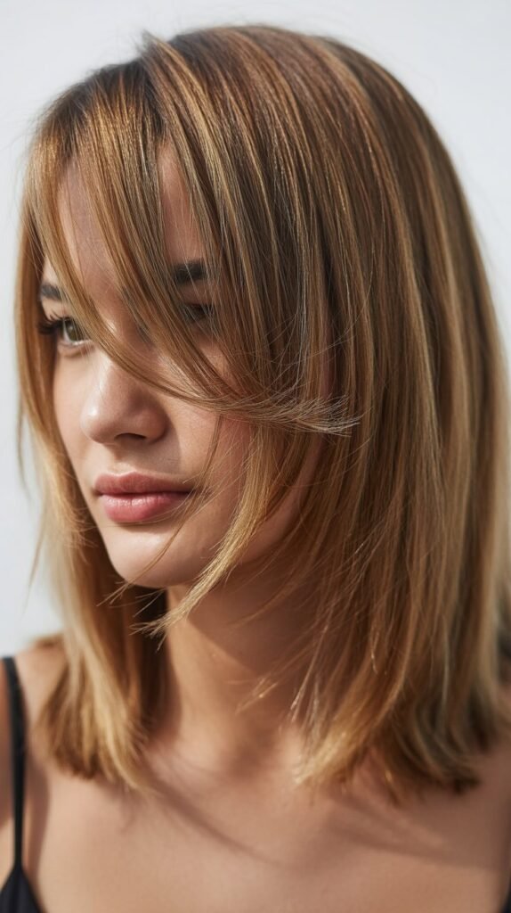 Straight Midi Bob with Blunt Bangs