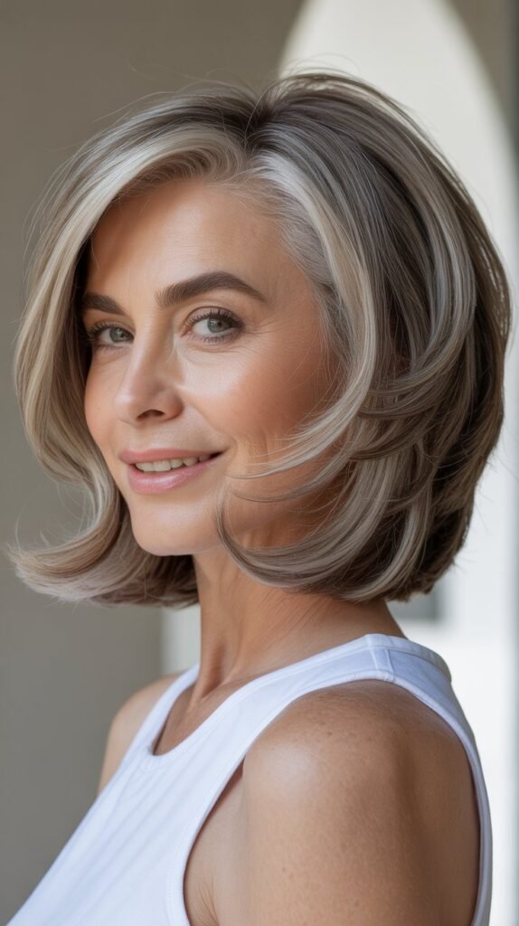 Side-Parted Layered Bob