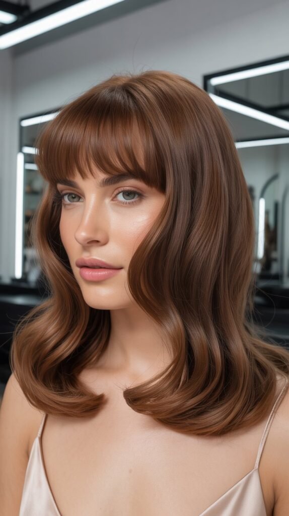 Brow-Skimming Bangs for Perfect Proportions