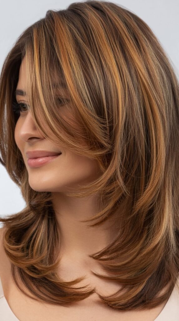 Layered Hair with Dimensional Lowlights