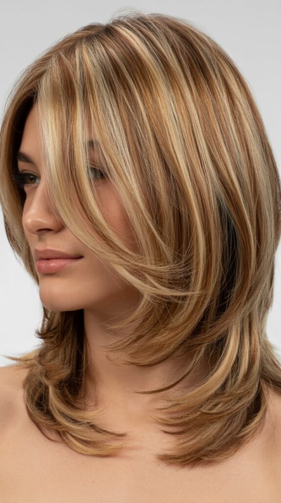 Layered Hair with Highlights and Lowlights