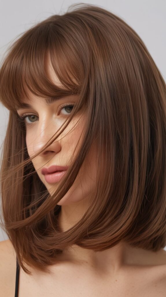 Shoulder-Length Bob with Baby Fringe