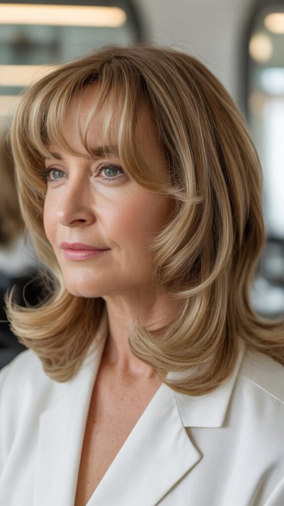 Graduated Curtain Bangs with Midi Cut