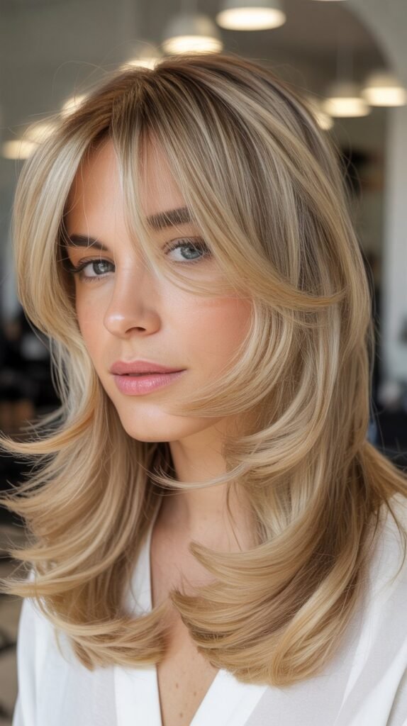 Long Layers with Baby Bangs