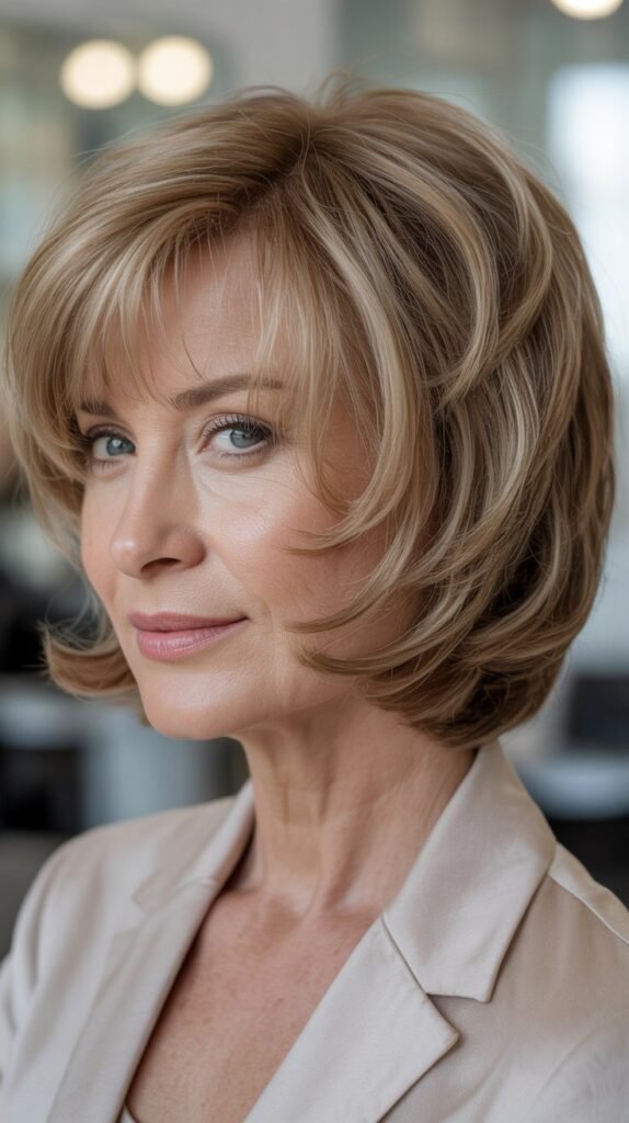 Textured Bob with Feathery Bangs for Softness