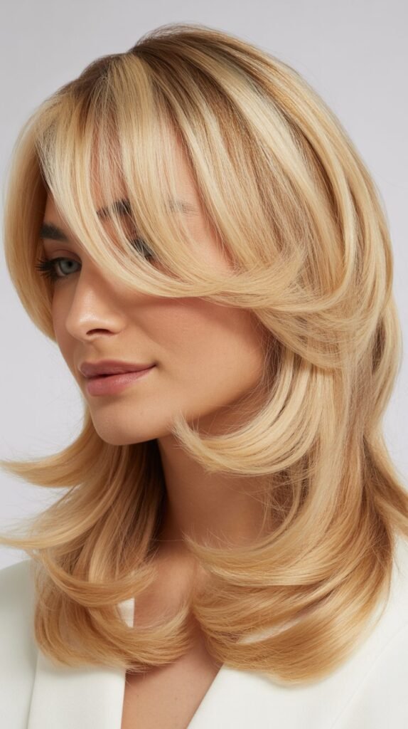 V-Cut Layers with Arched Bangs