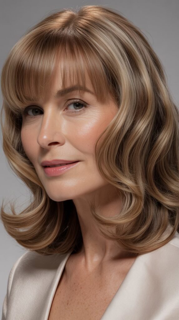 Blunt Bangs with Layered Waves