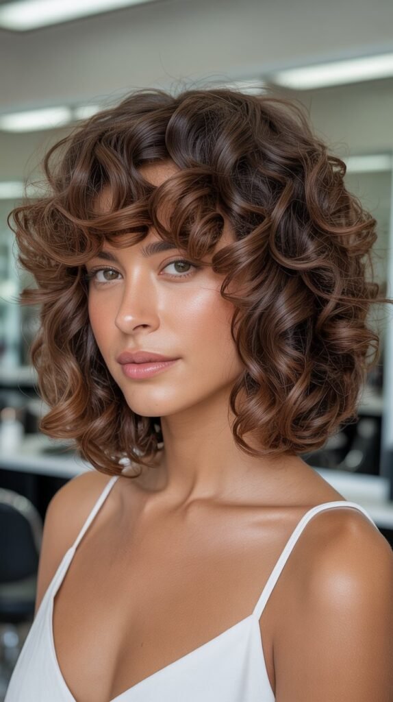 Medium Curly Bob With Curly Fringe