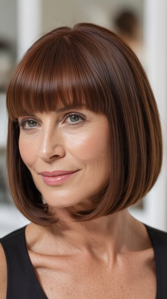Sleek Bob with Middle-Parted Bangs