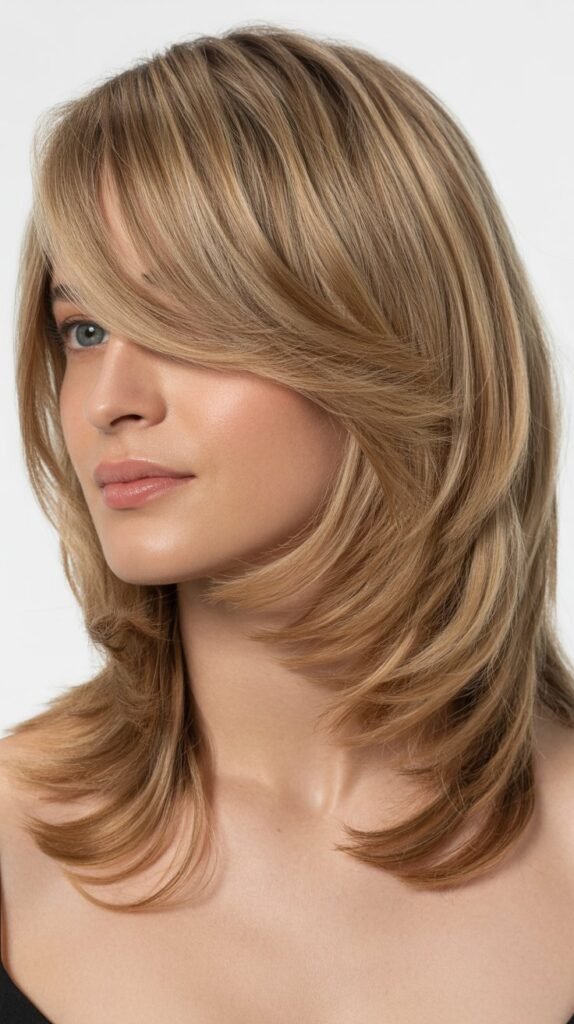 Layered Cut With Side-Swept Bangs