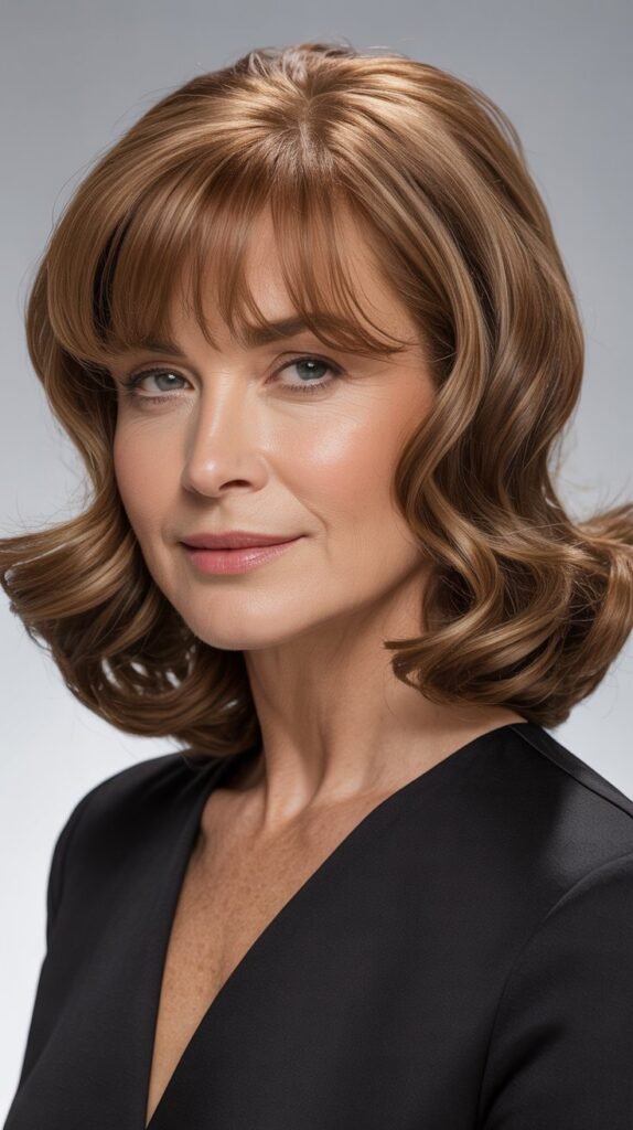 Full Soft Bangs with Shoulder Waves