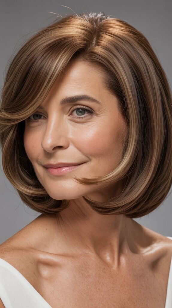 Curved Bob with Swoopy Side Bangs