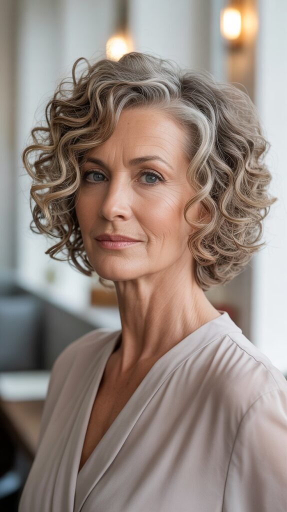 Asymmetrical Curly Bob