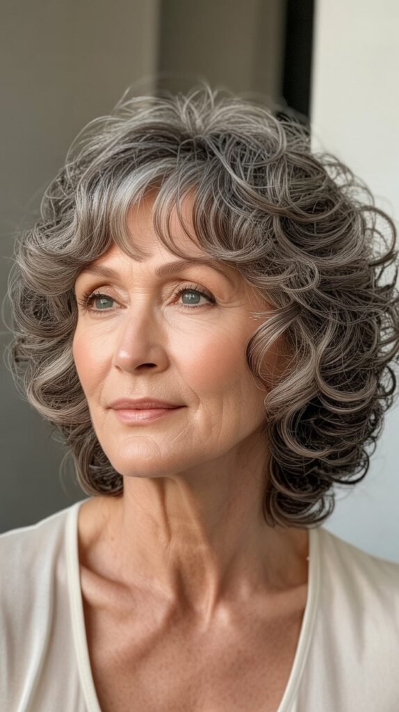 Curly Shag with Curtain Bangs