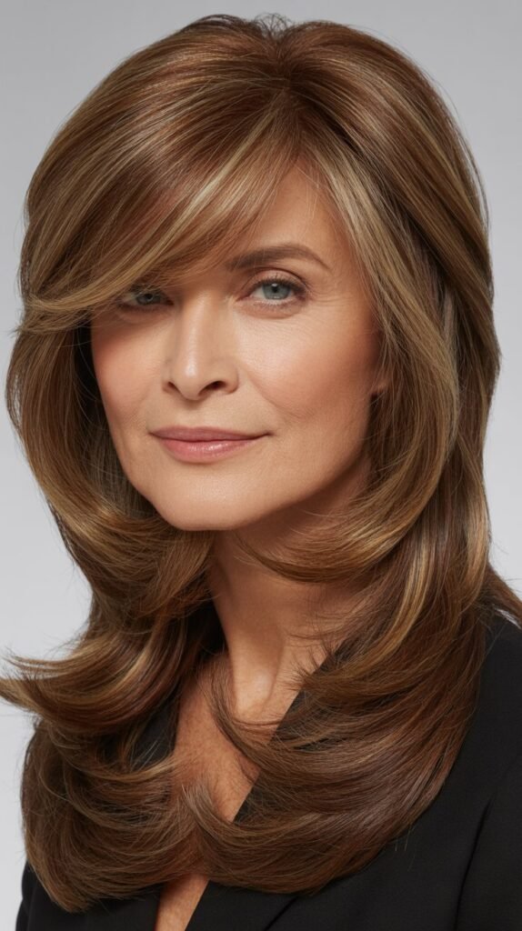 Long Layers with Face-Framing Bangs