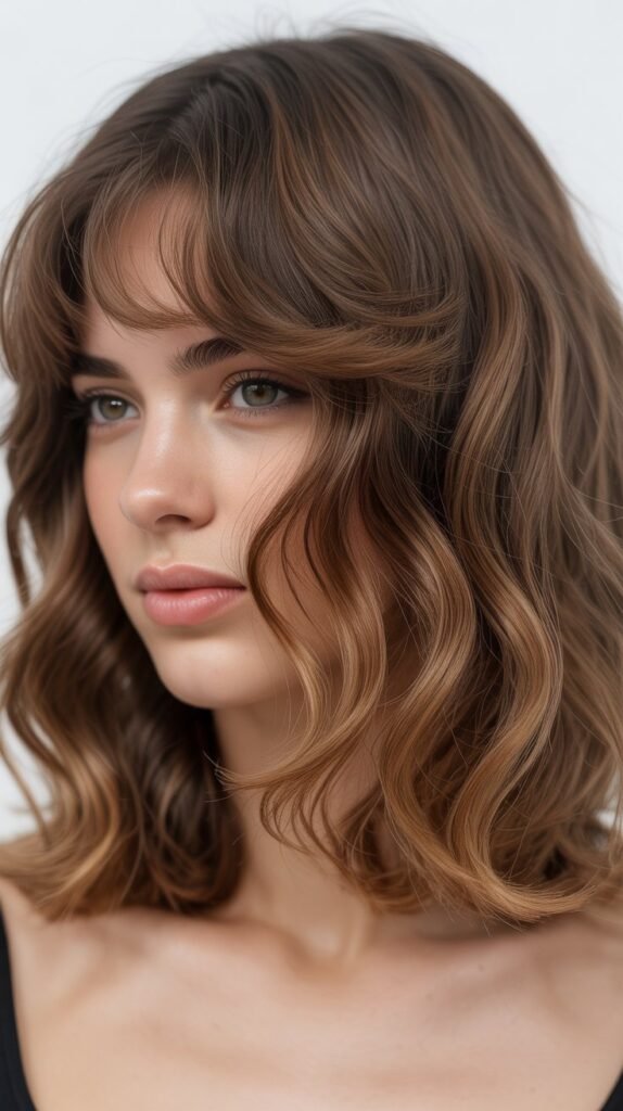 Baby Bangs with Wavy Lob